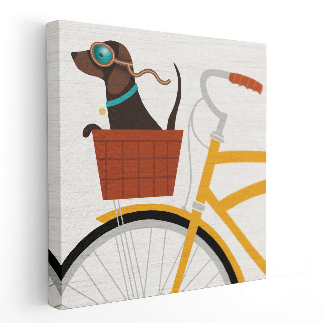 Beach Bums Dachshund Bicycle I - Canvas Print Wall Art