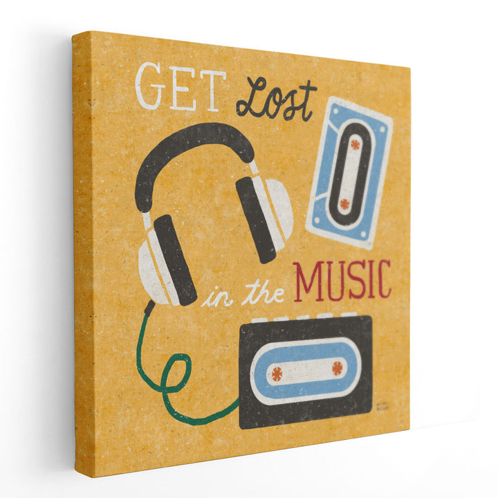 Retro Desktop Headphones - Canvas Print Wall Art