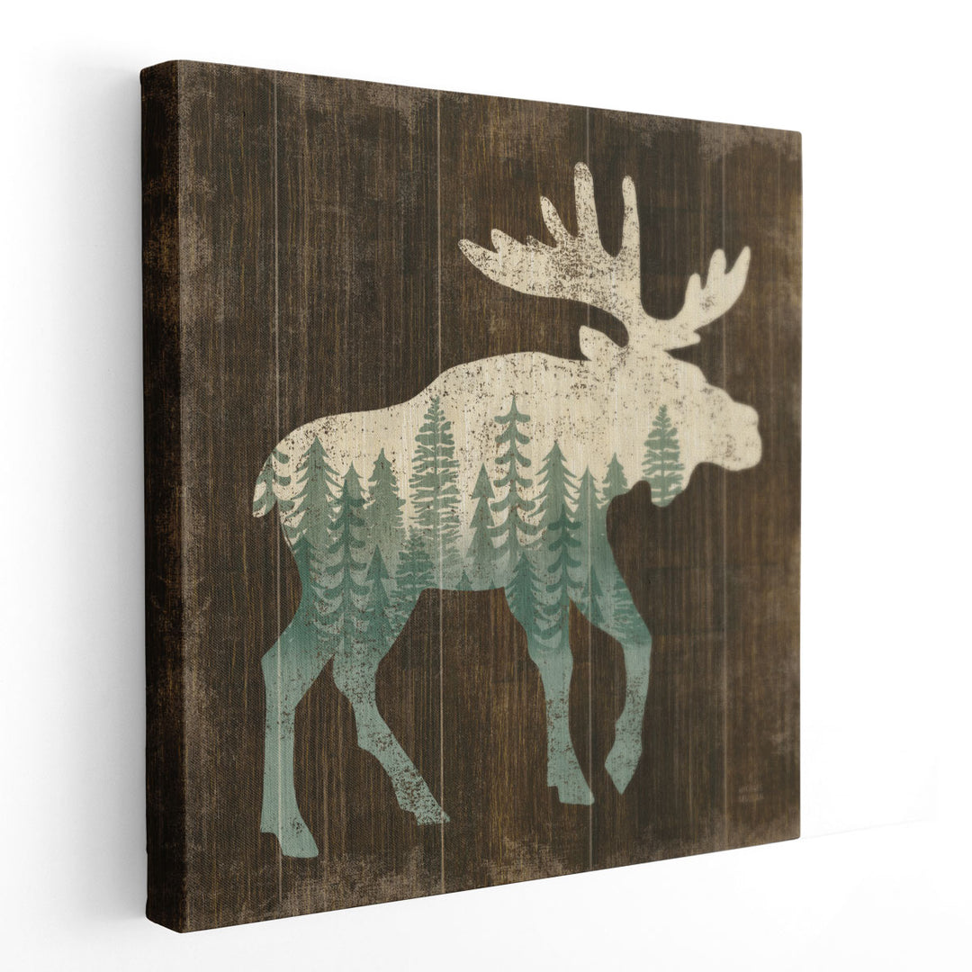 Simple Living Moose Silhouette - Canvas Print Wall Art