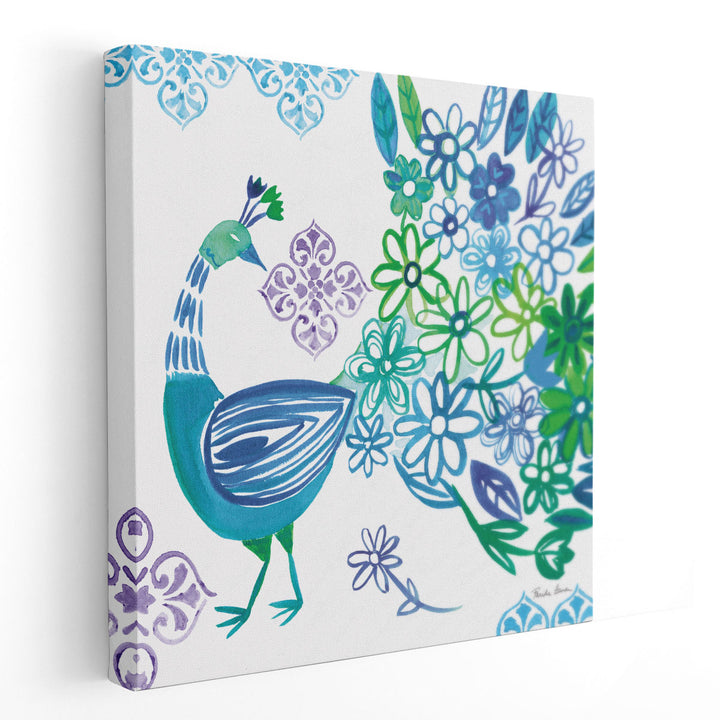 Jewel Peacocks I- Canvas Print Wall Art