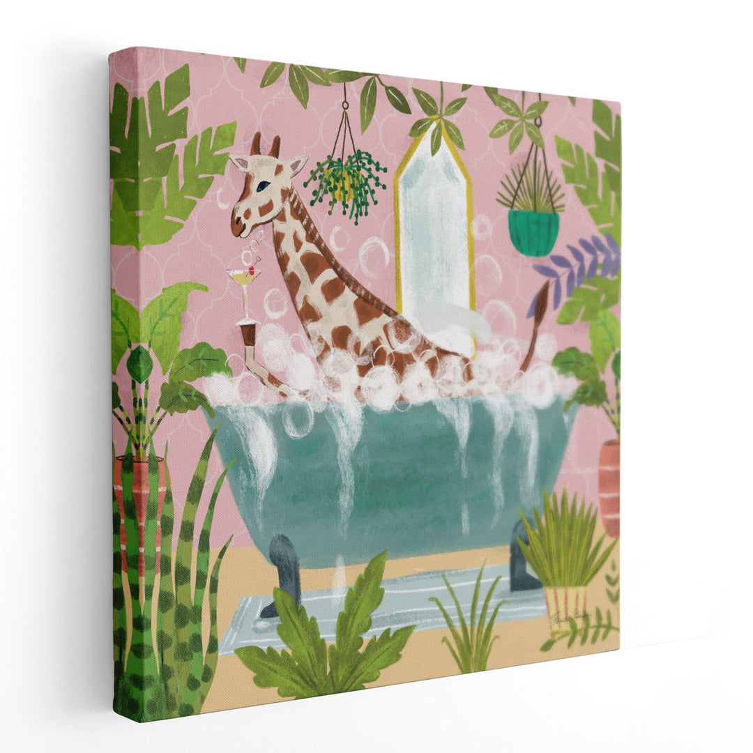 Giraffe in Tub - Canvas Print Wall Art