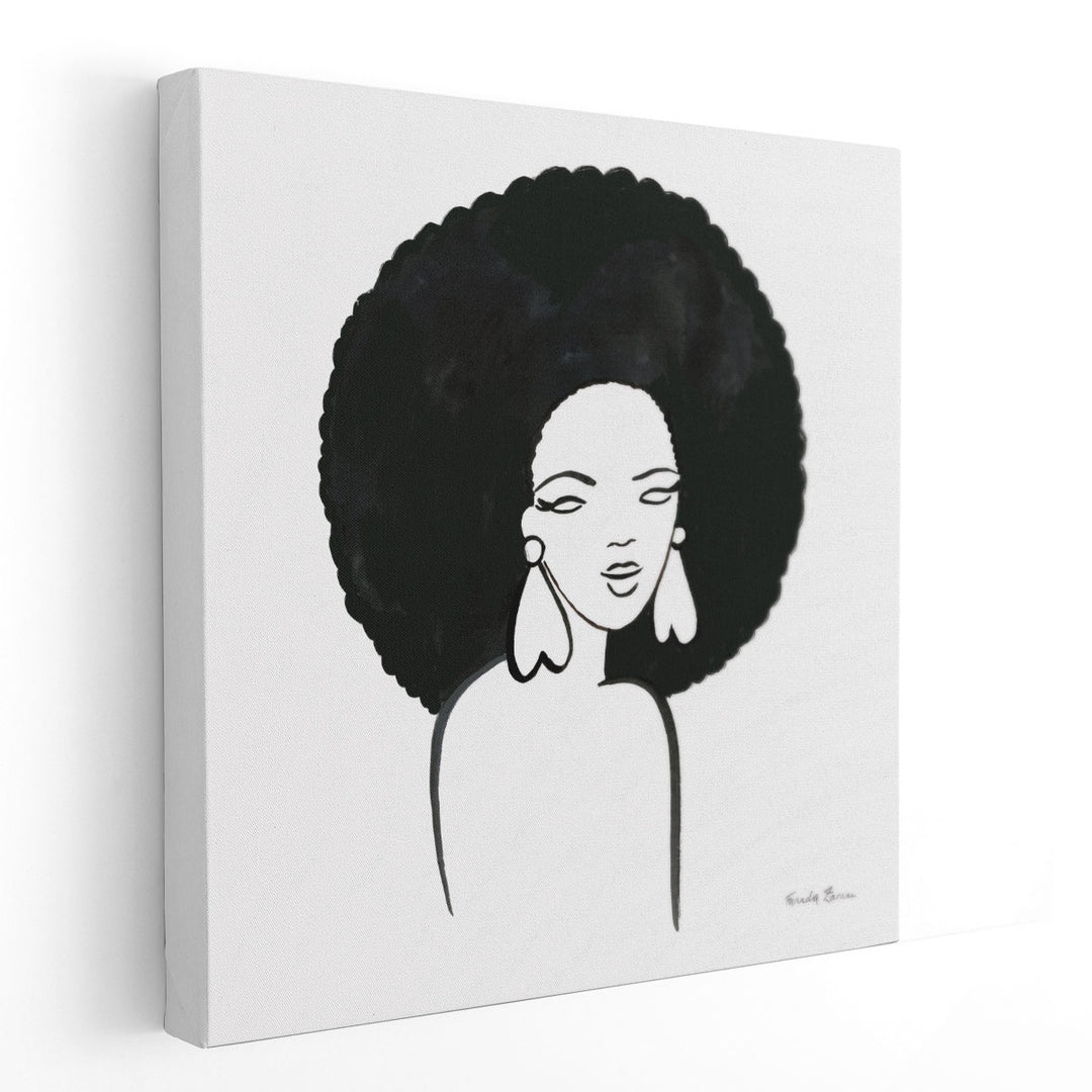 Afro Girl I Black and White - Canvas Print Wall Art