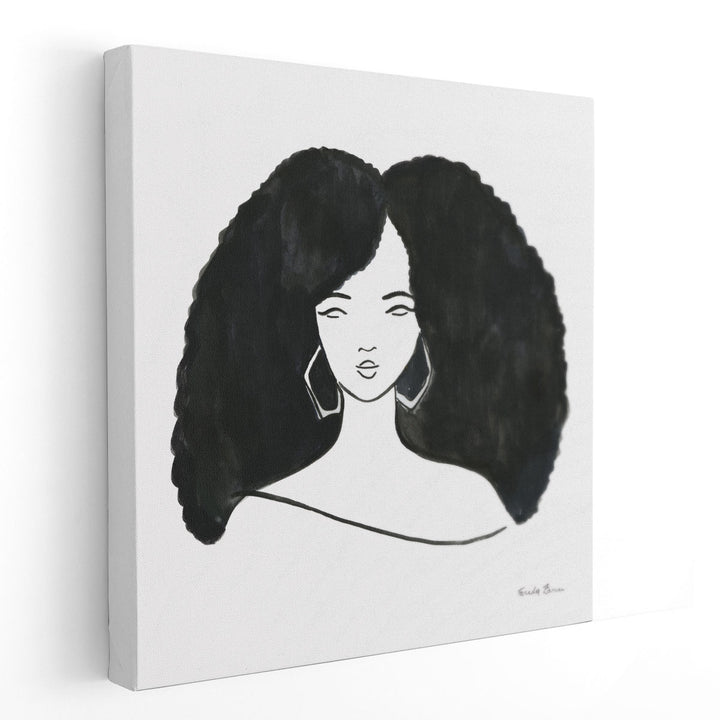 Afro Girl II Black and White - Canvas Print Wall Art