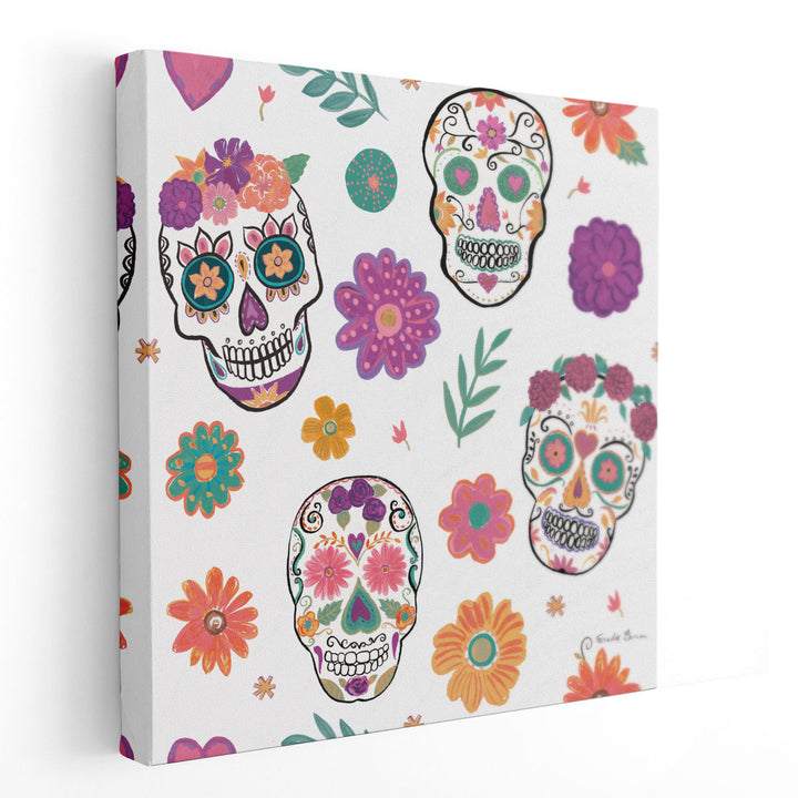 Day of the Dead Pattern IA - Canvas Print Wall Art