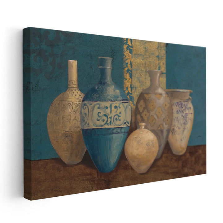 Aegean Vessels on Turquoise - Canvas Print Wall Art