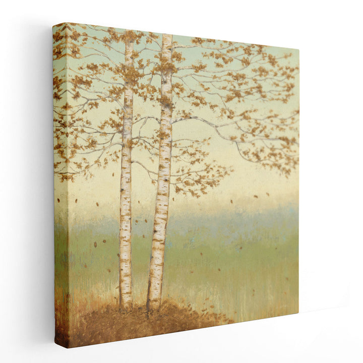 Golden Birch I with Blue Sky - Canvas Print Wall Art