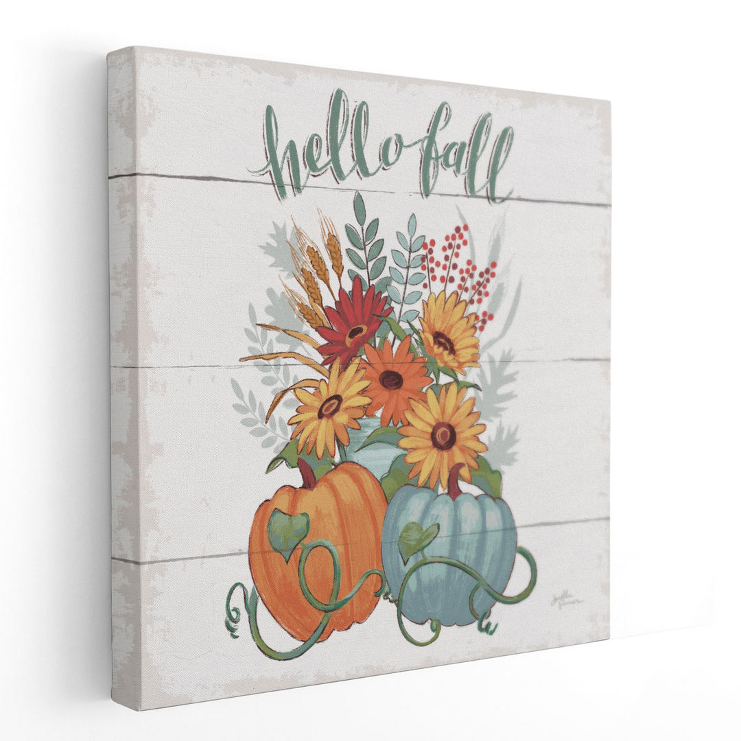 Fall Fun II Gray And Blue - Canvas Print Wall Art 