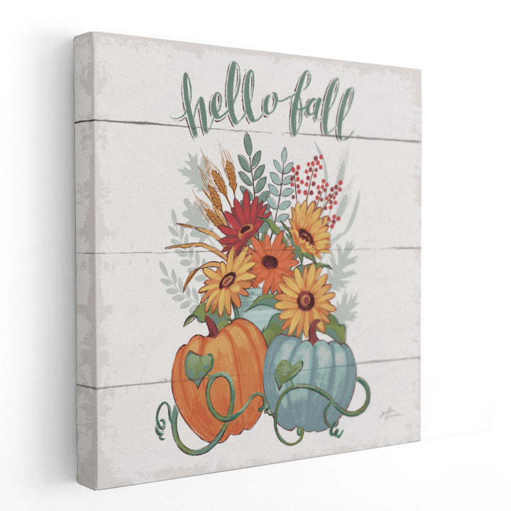 Fall Fun II Gray And Blue - Canvas Print Wall Art 