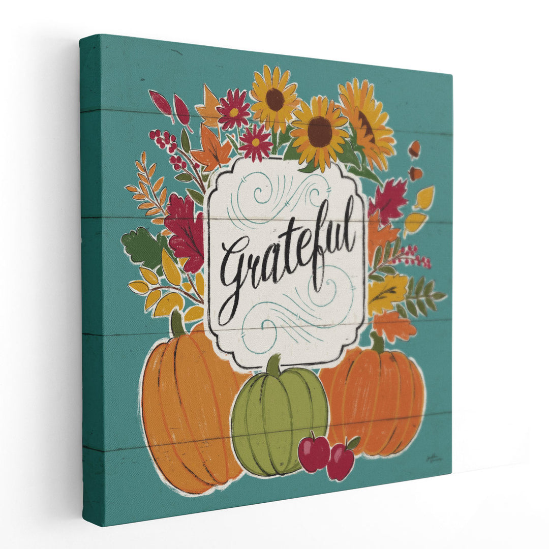 Thankful II Turquoise - Canvas Print Wall Art 