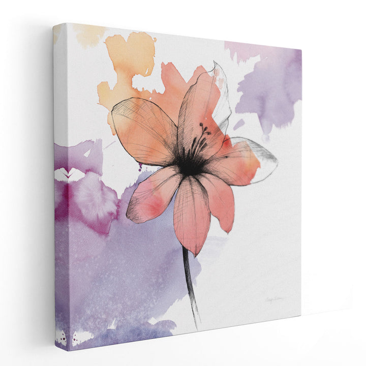 Watercolor Graphite Flower II - Canvas Print Wall Art