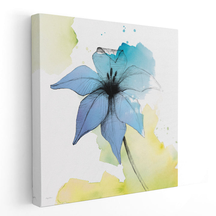 Watercolor Graphite Flower V - Canvas Print Wall Art