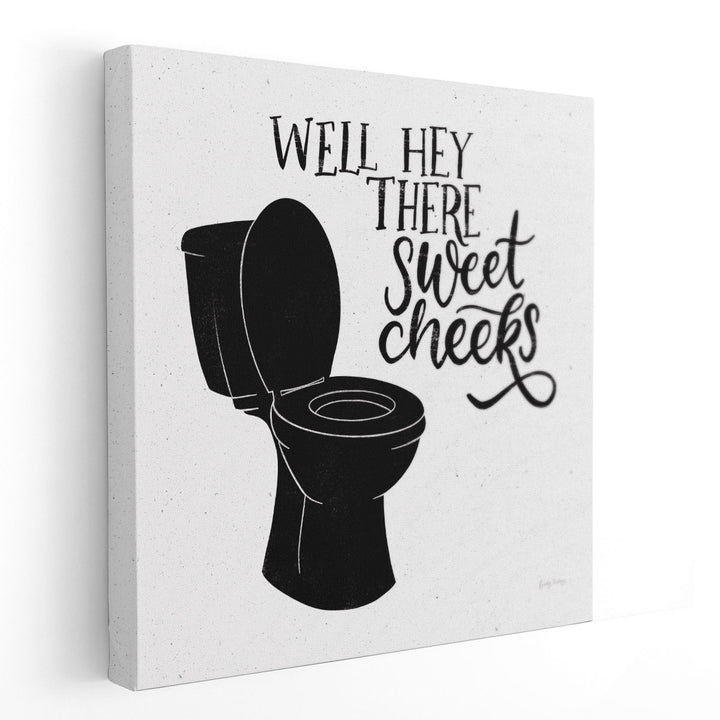 Bathroom Puns III Black and White - Canvas Print Wall Art