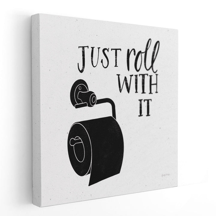 Bathroom Puns V Black and White - Canvas Print Wall Art