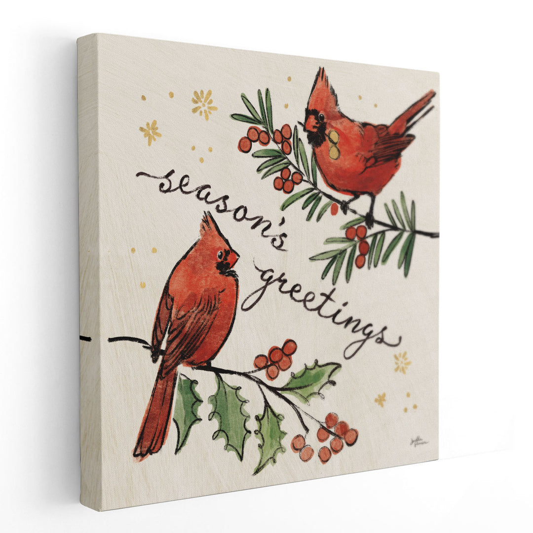 Christmas Lovebirds X - Canvas Print Wall Art