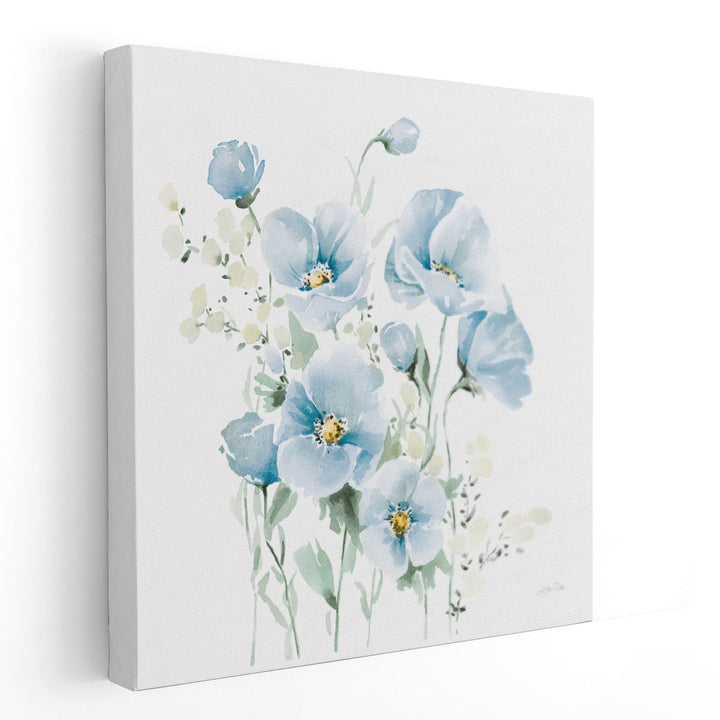 Secret Garden Bouquet II Pale Blue - Canvas Print Wall Art