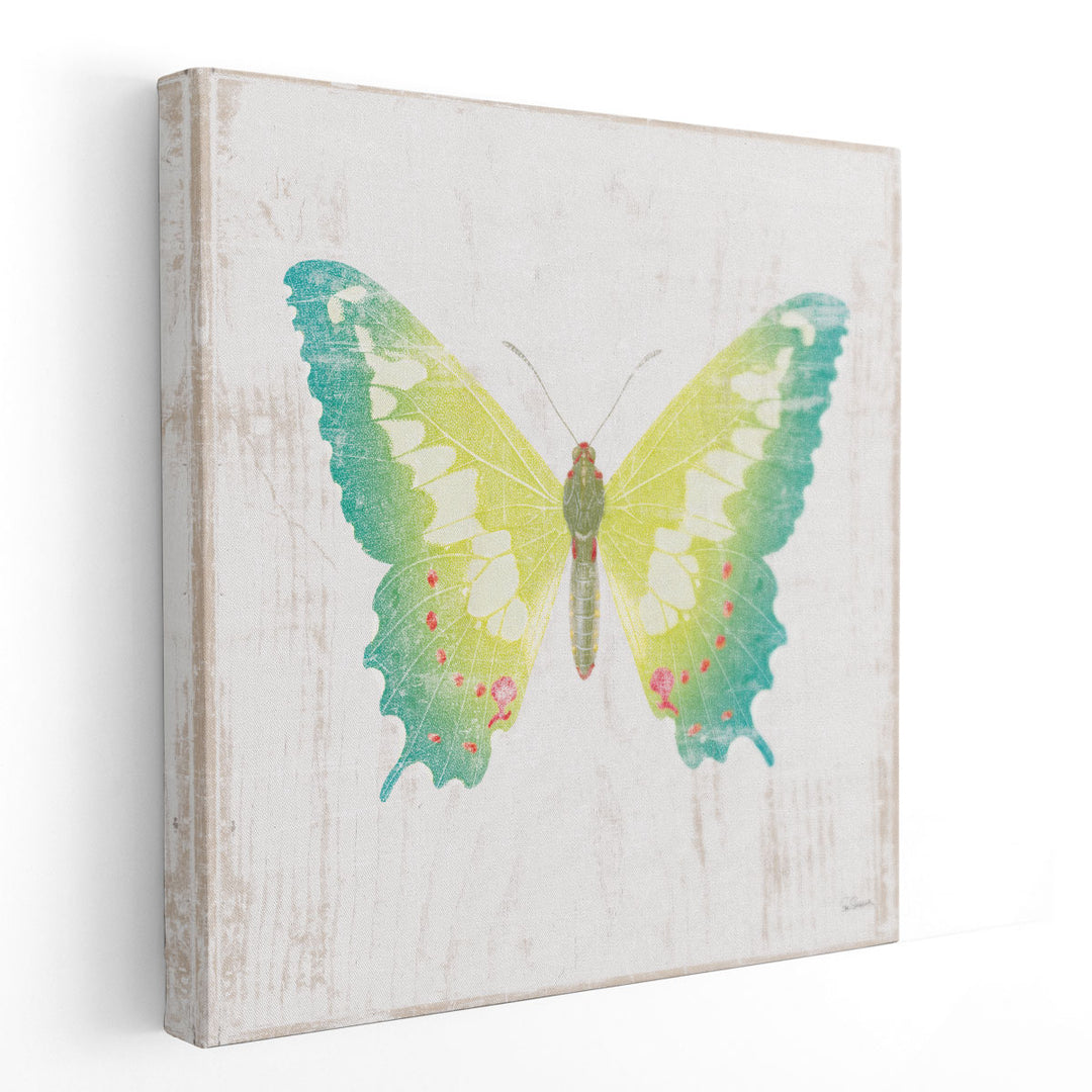 White Barn Butterflies III - Canvas Print Wall Art