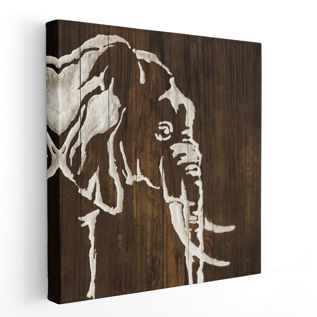 White Elephant on Dark Wood - Canvas Print Wall Art