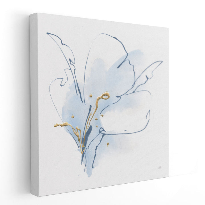 Blue and Gold Floral II - Canvas Print Wall Art