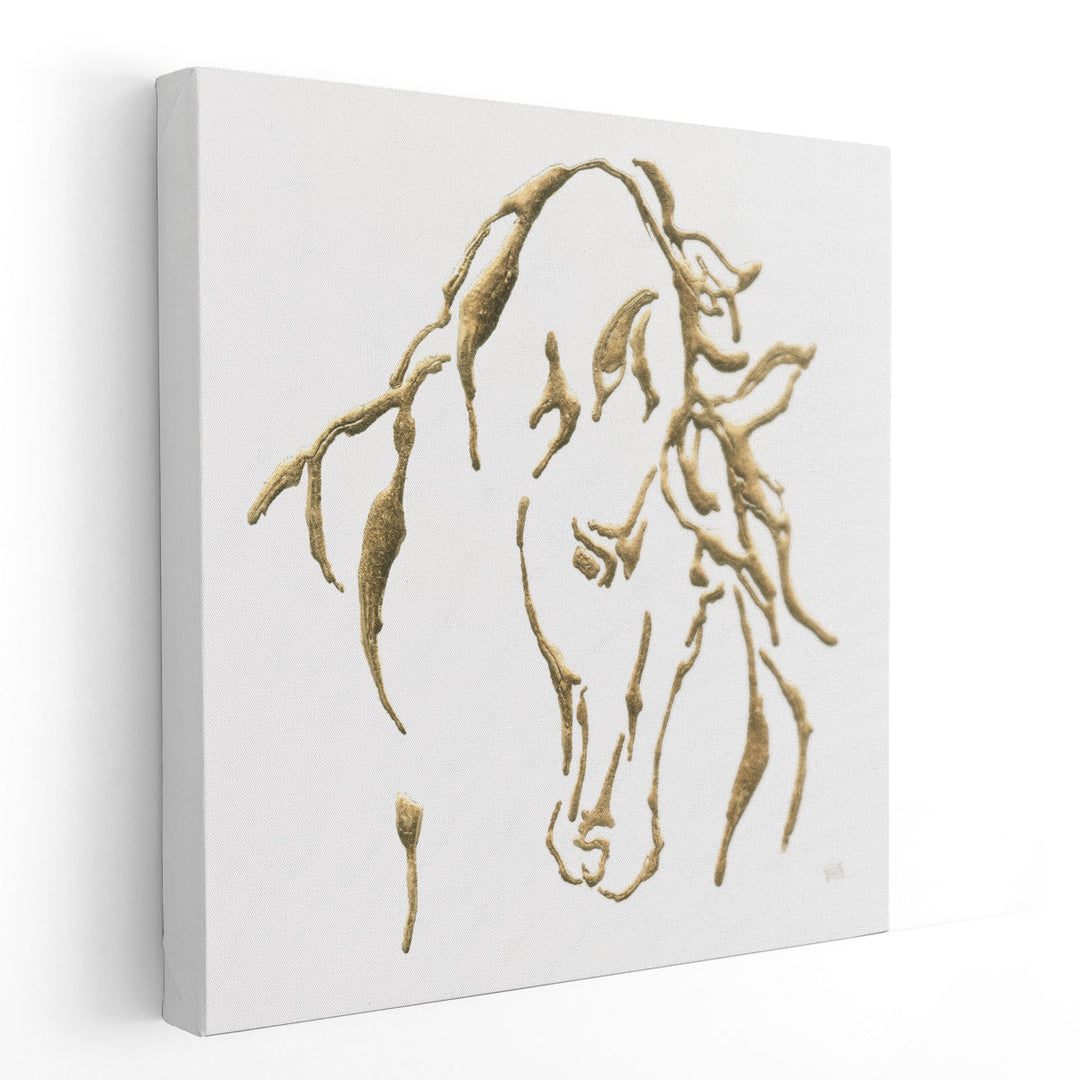 Gilded Stallion on White - Canvas Print Wall Art