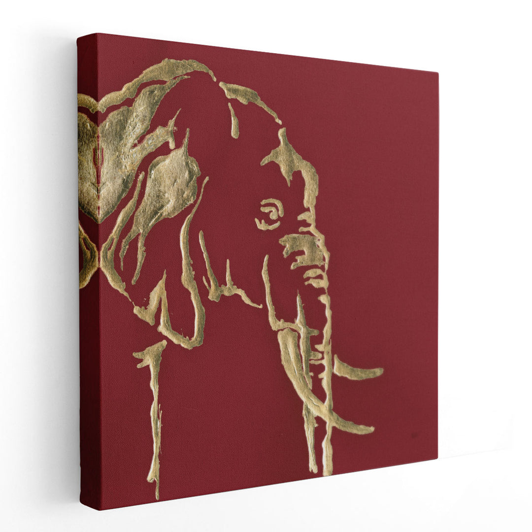 Gilded Elephant on Red - Canvas Print Wall Art