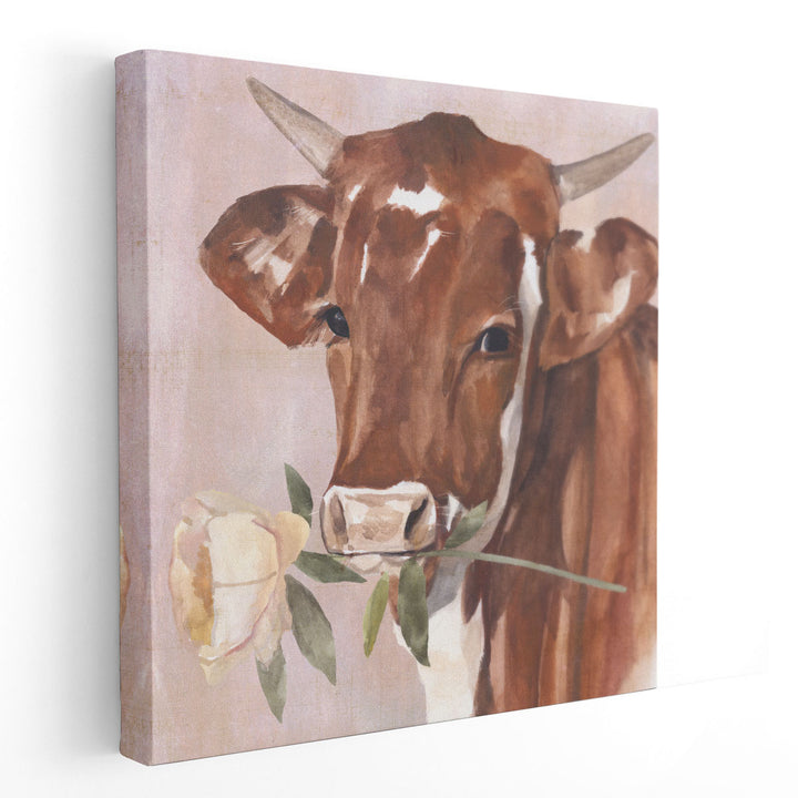 Peony Cow I - Canvas Print Wall Art