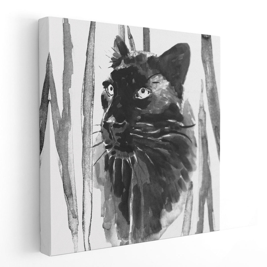 Still Cat I Black and White - Canvas Print Wall Art