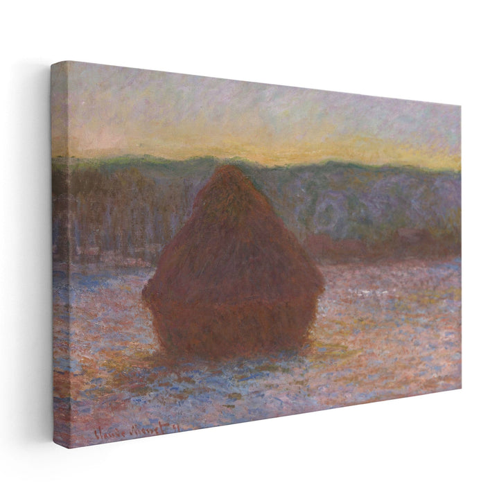 Stack of Wheat (Thaw, Sunset) - Canvas Print Wall Art