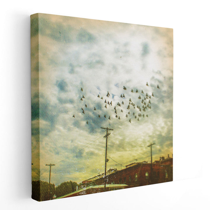 Birds on Wires V - Canvas Print Wall Art