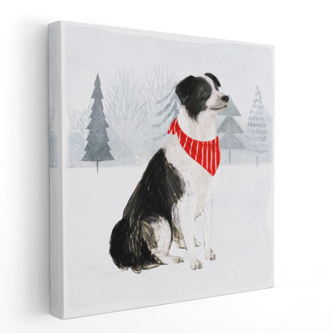 Christmas Cats & Dogs II Black and White - Canvas Print Wall Art