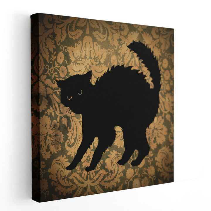 Cat & Damask - Canvas Print Wall Art