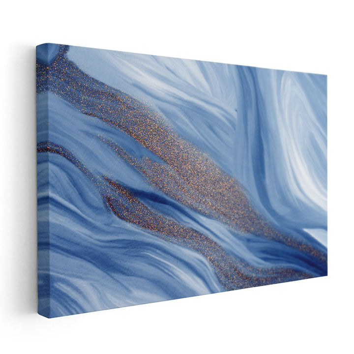 Blue Waves Of Gold - Canvas Print Wall Art