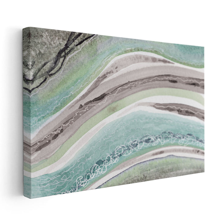 Abstract Greens Mauve Rivers 1 - Canvas Print Wall Art