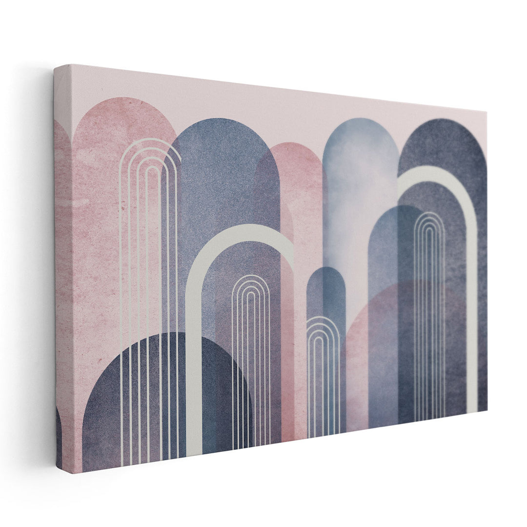 MidCentury Arches Blush Navy - Canvas Print Wall Art