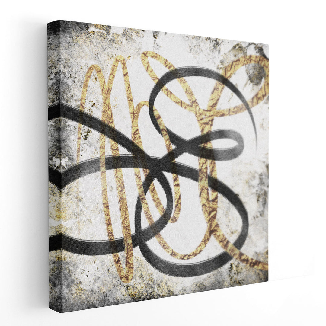 Gold And Black Scribbles 1 - Canvas Print Wall Art