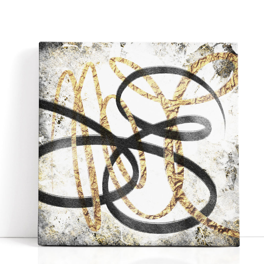 Gold And Black Scribbles 1 - Canvas Print Wall Art