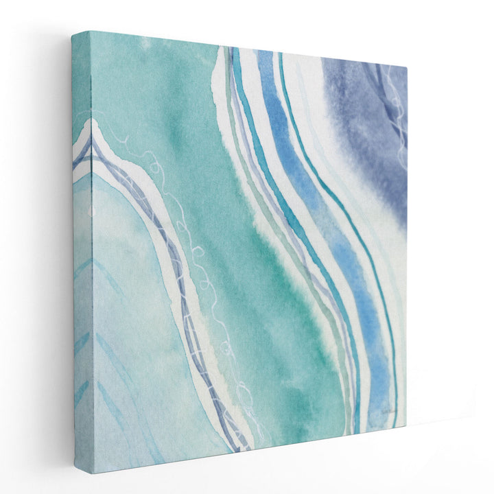 Abstract Blue Teal Waves 3 - Canvas Print Wall Art