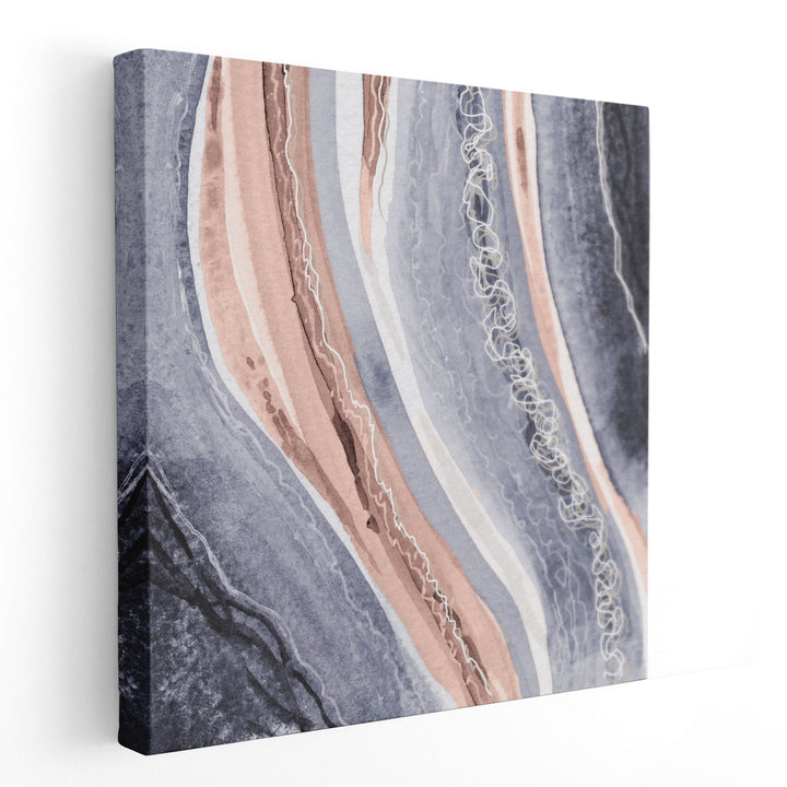 Abstract Blue Peach Rivers 3 - Canvas Print Wall Art