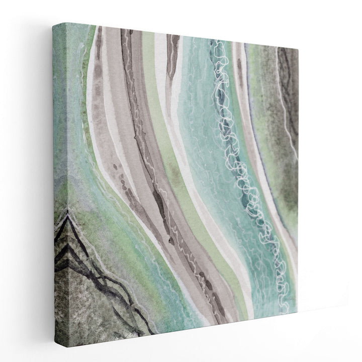 Abstract Green Mauve Rivers 3 - Canvas Print Wall Art