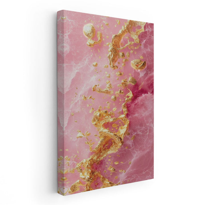 Pink Golden & Marbled - Canvas Print Wall Art