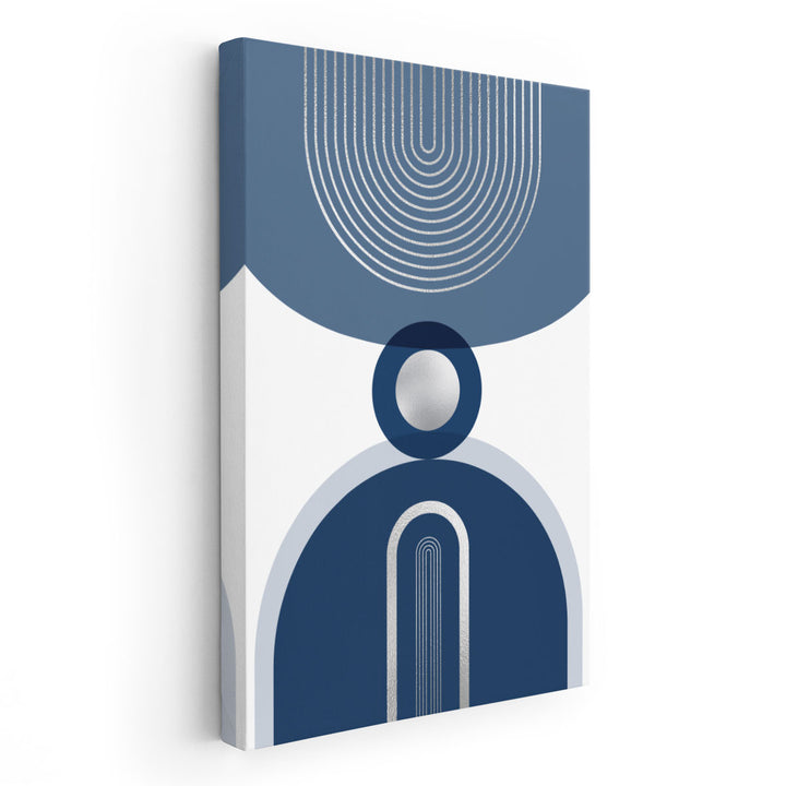 Mid Century Glam Navy Silver 3- Canvas Print Wall Art