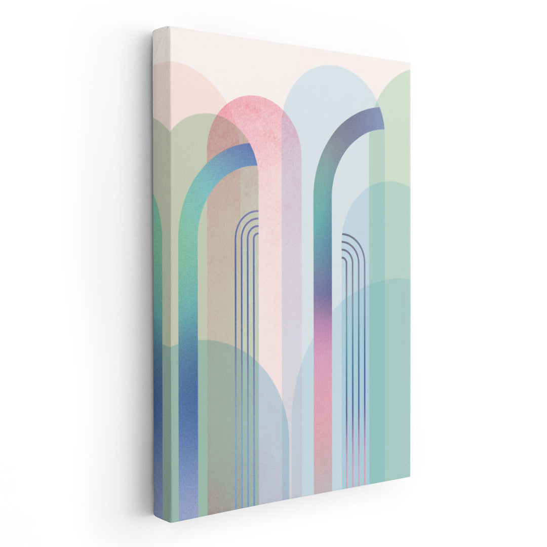 MidCentury Arches Pastel Rainbows 2 - Canvas Print Wall Art