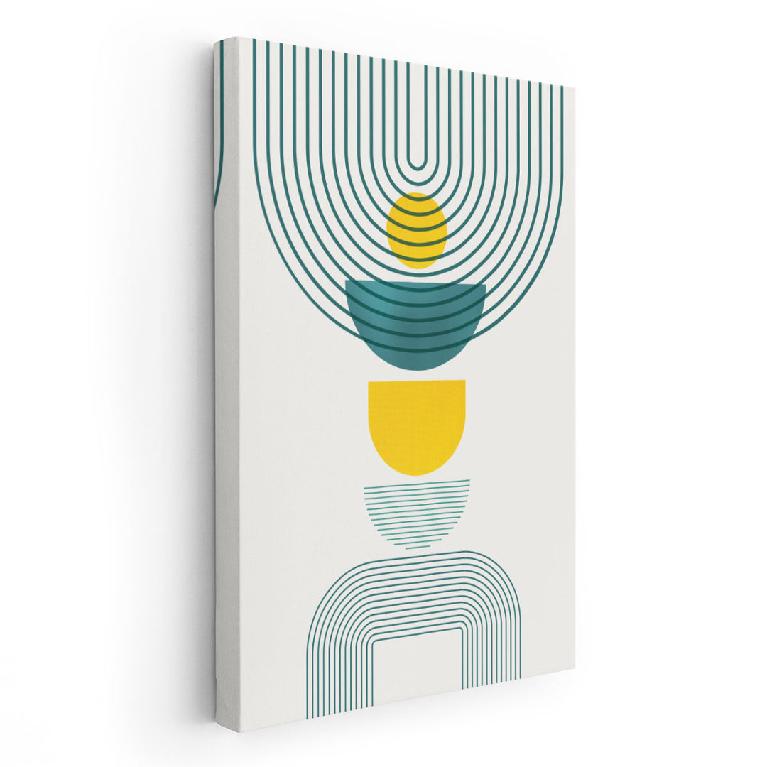 MidCentury Teal Yellow 1 - Canvas Print Wall Art