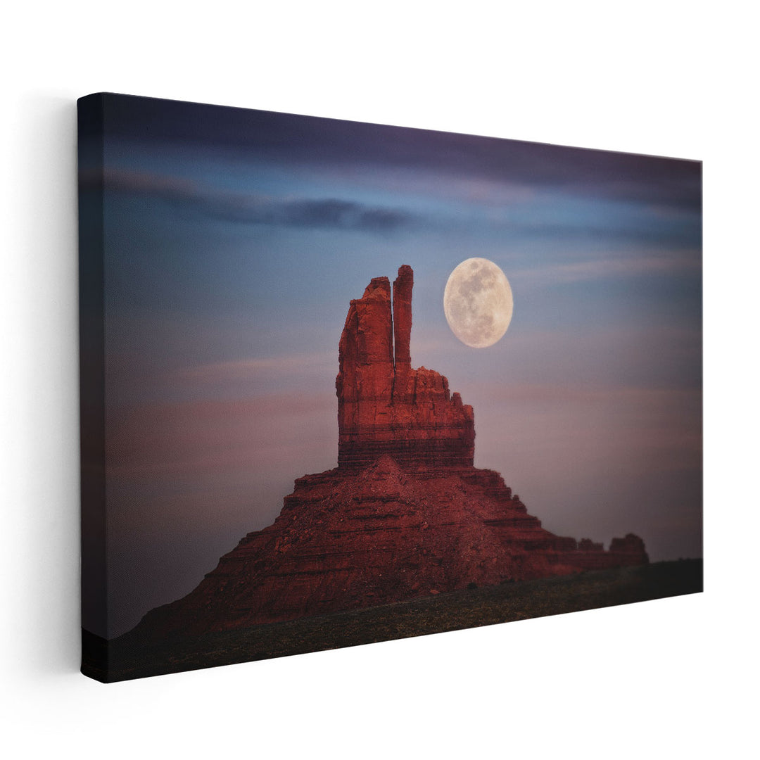 Moonrise Over Monument Valley - Canvas Print Wall Art