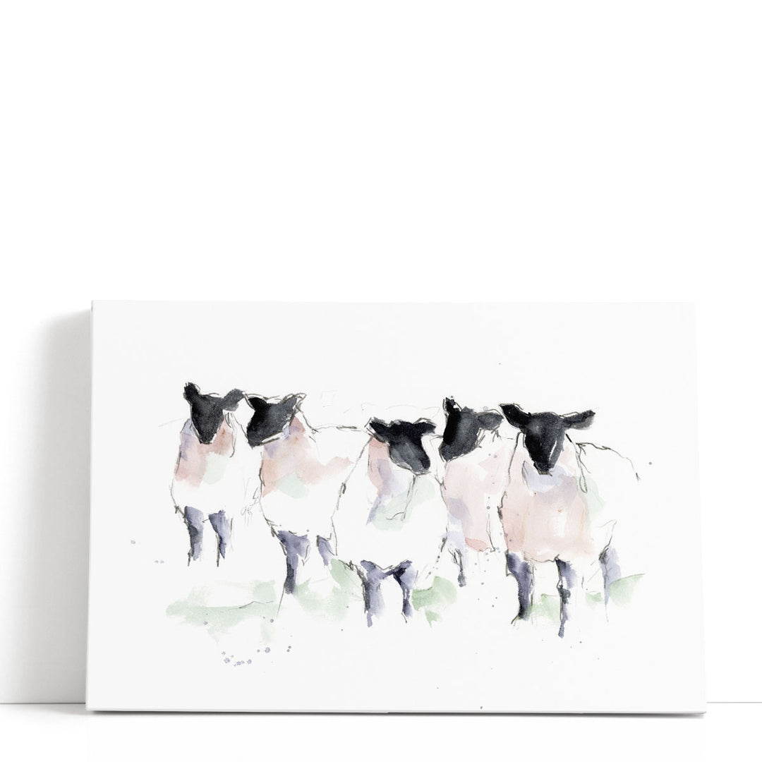 Minimalist Watercolor Sheep I Black and White - Canvas Print Wall Art