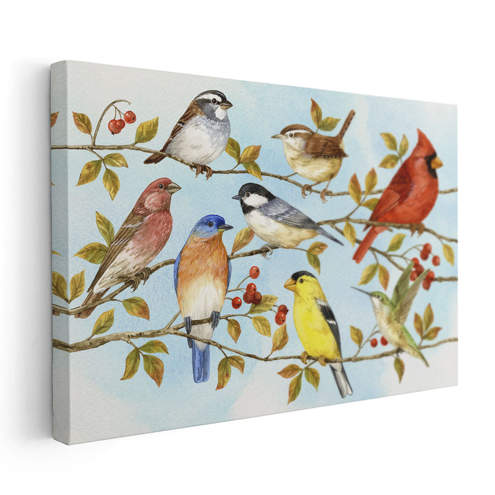 Birds and Berries V - Canvas Print Wall Art