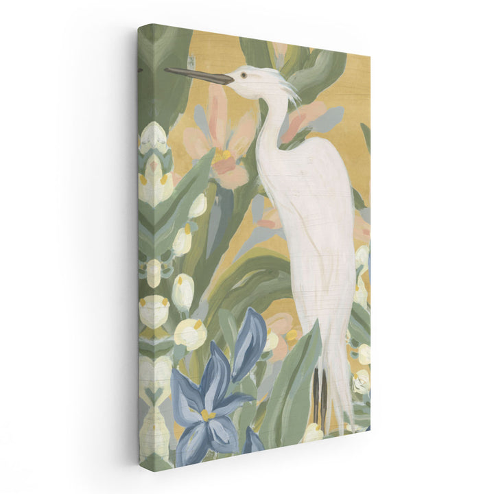 Floral Egret I - Canvas Print Wall Art