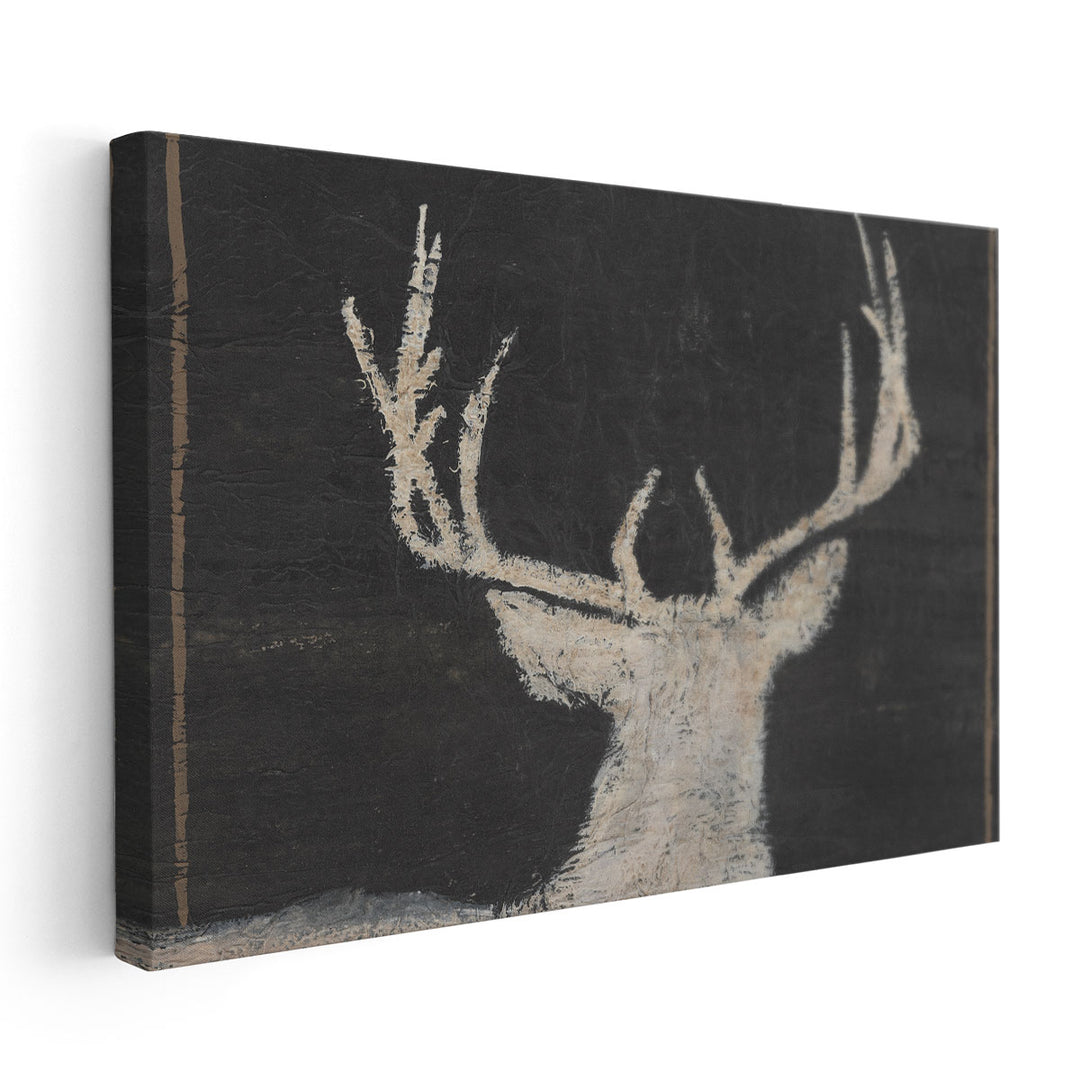 Brow Tine Deer II Black and White - Canvas Print Wall Art