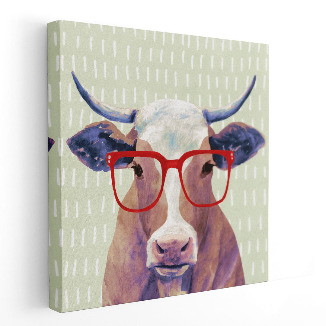 Bespectacled Bovine I - Canvas Print Wall Art