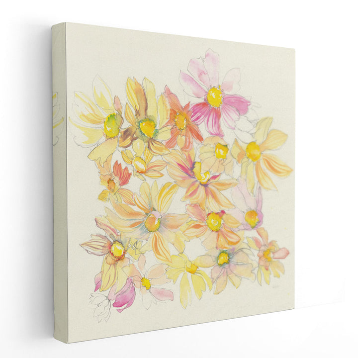 Pastel Garden Daisies - Canvas Print Wall Art