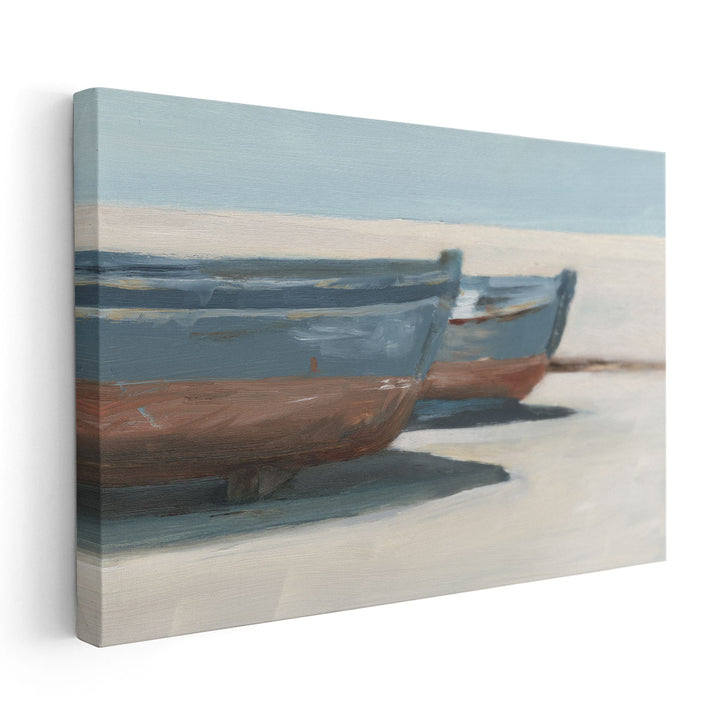 Beached Blue Boats I - Canvas Print Wall Art